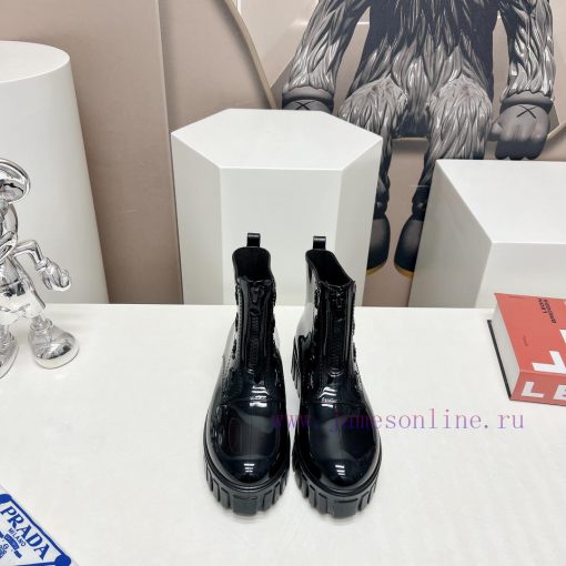 Top tierPrada 24vs Spring Latest Hot SeriesRound toe thick soled rain bootsNumerous internetko5gzr6e - Image 2