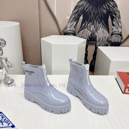 Top tierPrada 24vs Spring Latest Hot SeriesRound toe thick soled rain bootsNumerous internetileiknzh - Image 3
