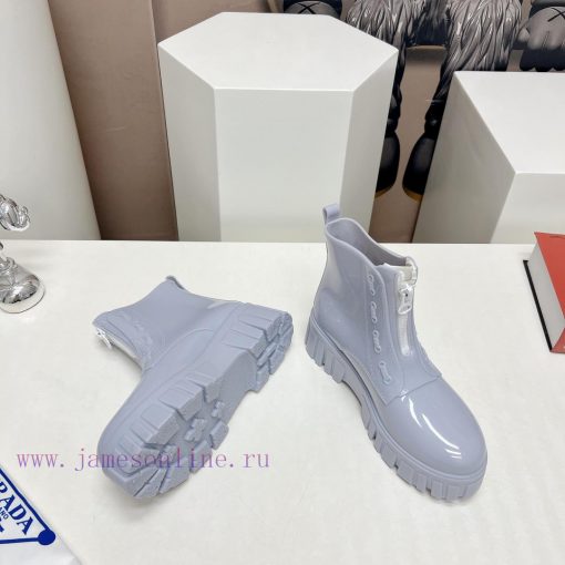 Top tierPrada 24vs Spring Latest Hot SeriesRound toe thick soled rain bootsNumerous internetileiknzh - Image 5
