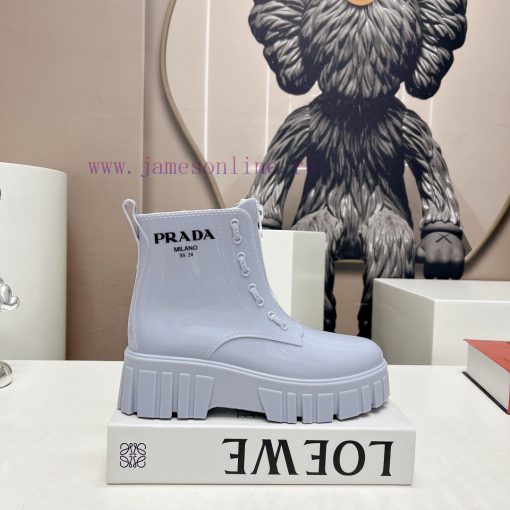Top tierPrada 24vs Spring Latest Hot SeriesRound toe thick soled rain bootsNumerous internetileiknzh - Image 6