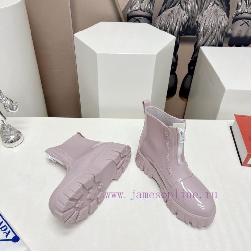 Top tierPrada 24vs Spring Latest Hot SeriesRound toe thick soled rain bootsNumerous internetylrl26se - Image 5