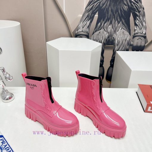 Top tierPrada 24vs Spring Latest Hot SeriesRound toe thick soled rain bootsNumerous internet5a21d33e - Image 3