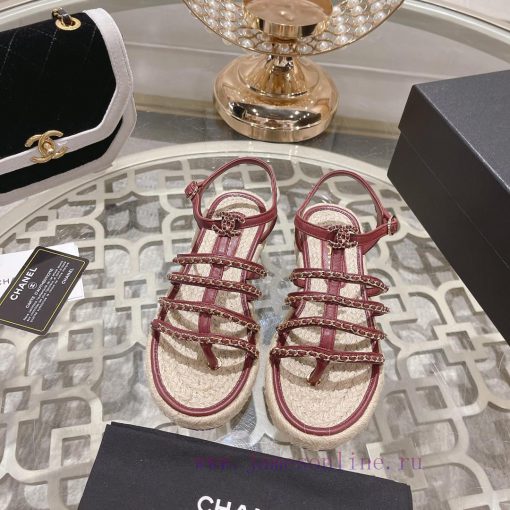 Chanel | Chanel 24c Spring/Summer New ProductsHemp rope double C-chain Roman sandalsThe bloc4qi6yuyi - Image 2