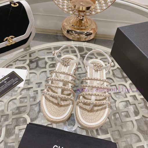 Chanel | Chanel 24c Spring/Summer New ProductsHemp rope double C-chain Roman sandalsThe blocm0ti193h