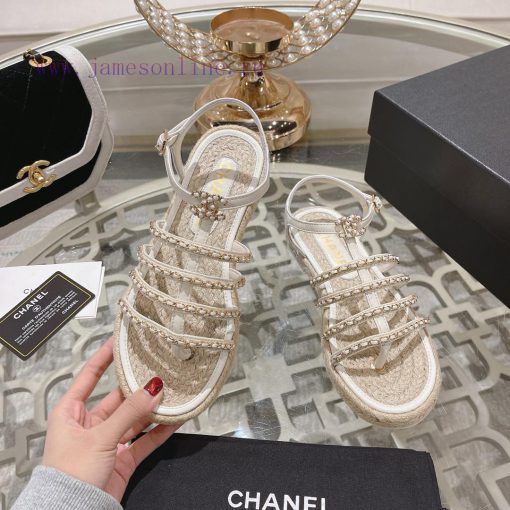Chanel | Chanel 24c Spring/Summer New ProductsHemp rope double C-chain Roman sandalsThe blocm0ti193h - Image 3