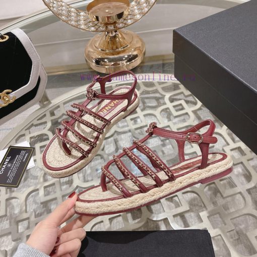 Chanel | Chanel 24c Spring/Summer New ProductsHemp rope double C-chain Roman sandalsThe bloc4qi6yuyi - Image 4