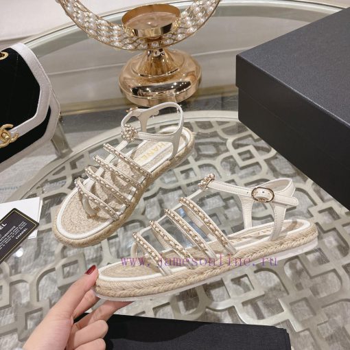 Chanel | Chanel 24c Spring/Summer New ProductsHemp rope double C-chain Roman sandalsThe blocm0ti193h - Image 5