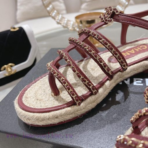 Chanel | Chanel 24c Spring/Summer New ProductsHemp rope double C-chain Roman sandalsThe bloc4qi6yuyi - Image 7