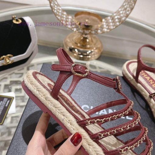 Chanel | Chanel 24c Spring/Summer New ProductsHemp rope double C-chain Roman sandalsThe bloc4qi6yuyi - Image 9