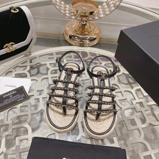 Chanel | Chanel 24c Spring/Summer New ProductsHemp rope double C-chain Roman sandalsThe blocvdouhmfv