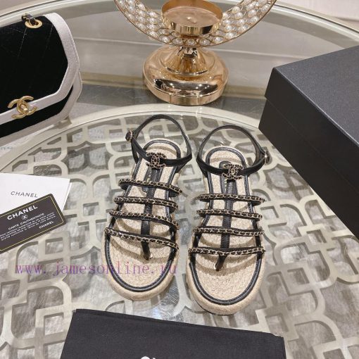 Chanel | Chanel 24c Spring/Summer New ProductsHemp rope double C-chain Roman sandalsThe blocvdouhmfv - Image 2