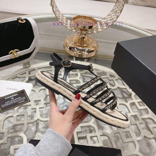 Chanel | Chanel 24c Spring/Summer New ProductsHemp rope double C-chain Roman sandalsThe blocvdouhmfv - Image 4