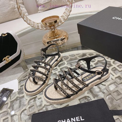 Chanel | Chanel 24c Spring/Summer New ProductsHemp rope double C-chain Roman sandalsThe blocvdouhmfv - Image 5