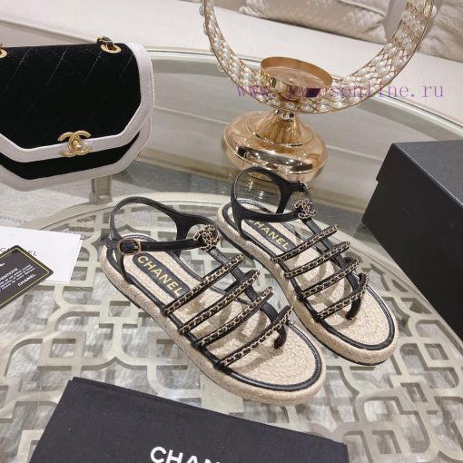 Chanel | Chanel 24c Spring/Summer New ProductsHemp rope double C-chain Roman sandalsThe blocvdouhmfv - Image 6