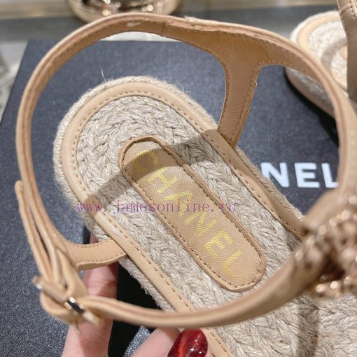 Chanel | Chanel 24c Spring/Summer New ProductsHemp rope double C-chain Roman sandalsThe blocq73gk875 - Image 10