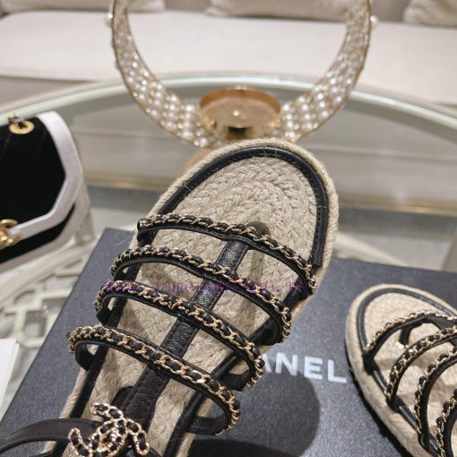 Chanel | Chanel 24c Spring/Summer New ProductsHemp rope double C-chain Roman sandalsThe blocvdouhmfv - Image 10