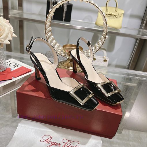 Roger Vivier's new spring 2024 patent leather hollow sandalsShe can only be met but not sougrjy57b5u - Image 6