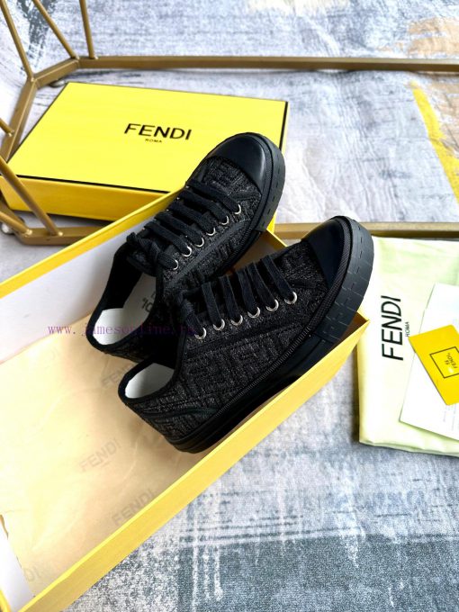 FENDI's latest bestseller, Domino series sports shoes, made of imitation black denim materia093lzsj4 - Image 6