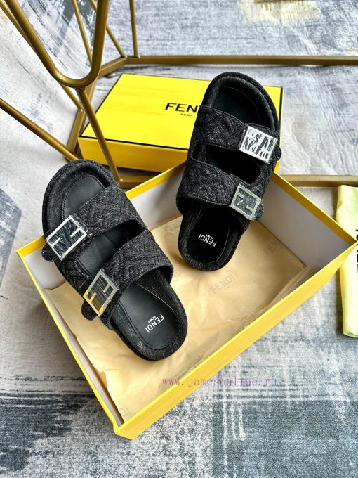FENDI's latest bestseller is a double button flat slipper with FF decorative buckle. It is mhub482yb - Image 6