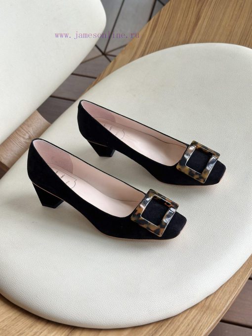 Amber buckle, high-quality produced in Dongguan, suede blackAs a must-have shoe brand for wo8eef7i0x - Image 4