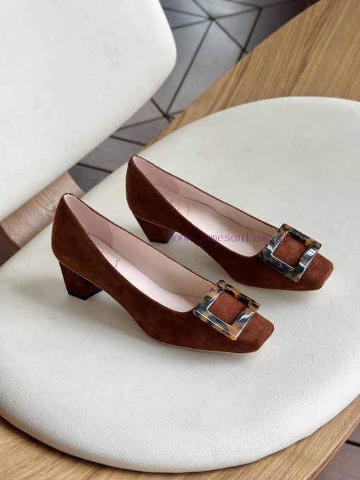 Amber buckle, high-quality produced in Dongguan, suede coffee color,As a must-have shoe bran6wijf69a - Image 3