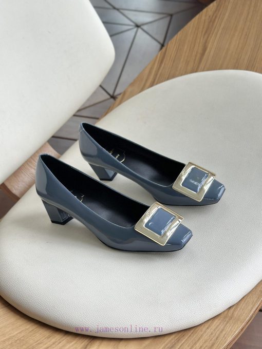 Dongguan produced high-quality, classic square buckle, blue cowhide paint,As a must-have sho1t3gmqtf - Image 3
