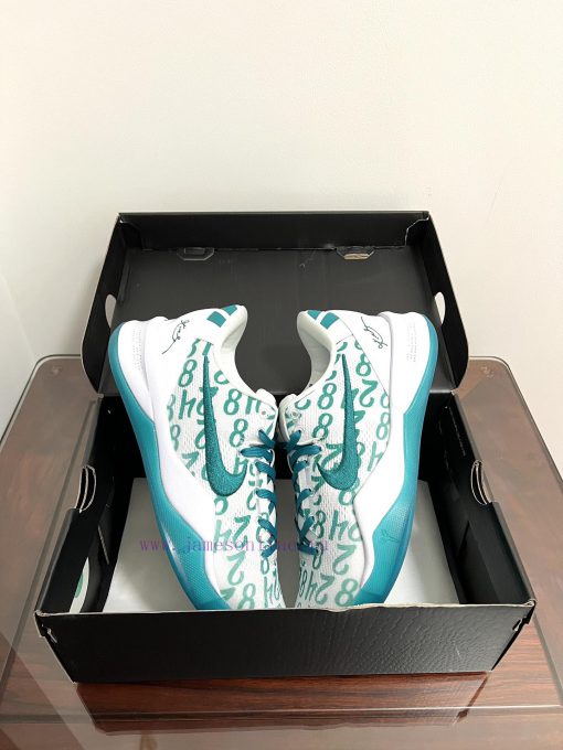 Real shot of the Nike Kobe 8 Protro "Aqua" featuring a mesh upper and eye-catching repeatinge50cqsc9 - Image 7