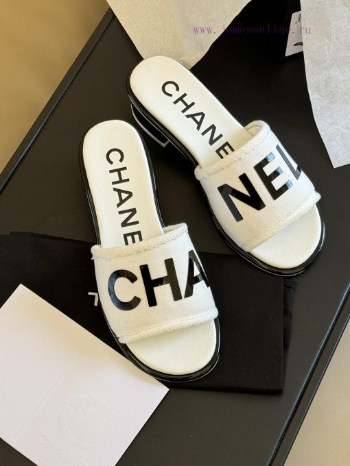 chane…l ss24 new arrival～Chanel 24 Spring/Summer Small Thick Heel Slippers New ProductCotton8a0akoer - Image 3