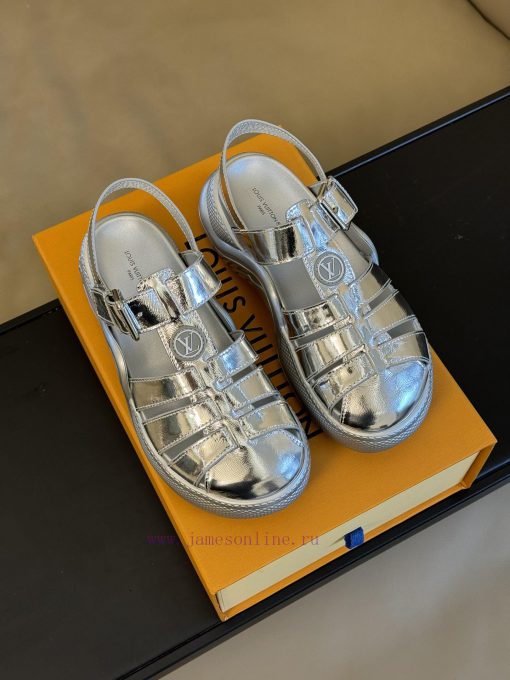 Top qualityL... V Retro Sports Sandals New ProductLacquer leather upper, sheepskin lining, f46qgz5rd - Image 4