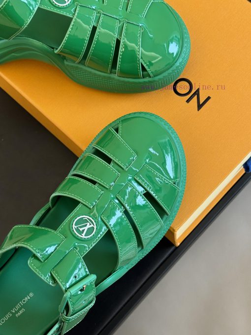 Top qualityL... V Retro Sports Sandals New ProductLacquer leather upper, sheepskin lining, fpynfdtzb - Image 8