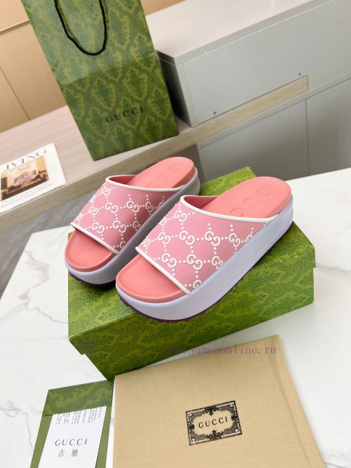 ️GUCCI2024 new limited edition top of the line Gucci ice cream thick soled slippers officialcvx6p5by