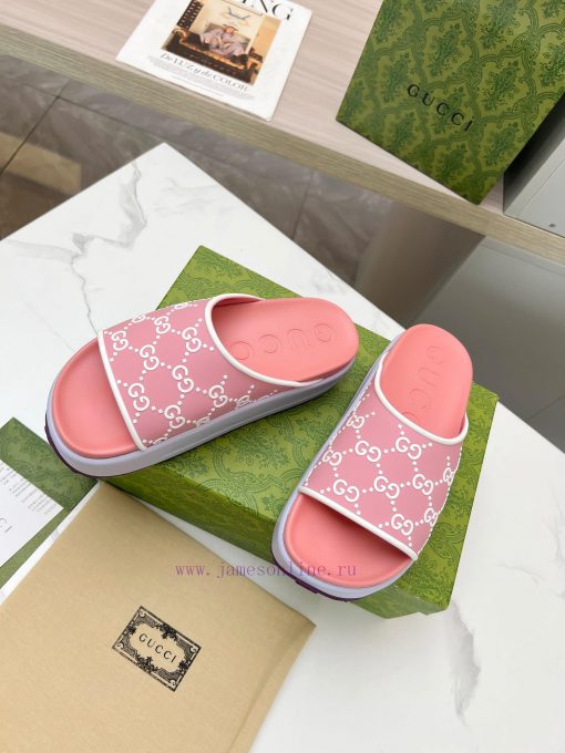️GUCCI2024 new limited edition top of the line Gucci ice cream thick soled slippers officialcvx6p5by - Image 4