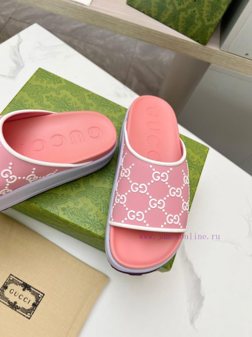 ️GUCCI2024 new limited edition top of the line Gucci ice cream thick soled slippers officialcvx6p5by - Image 8