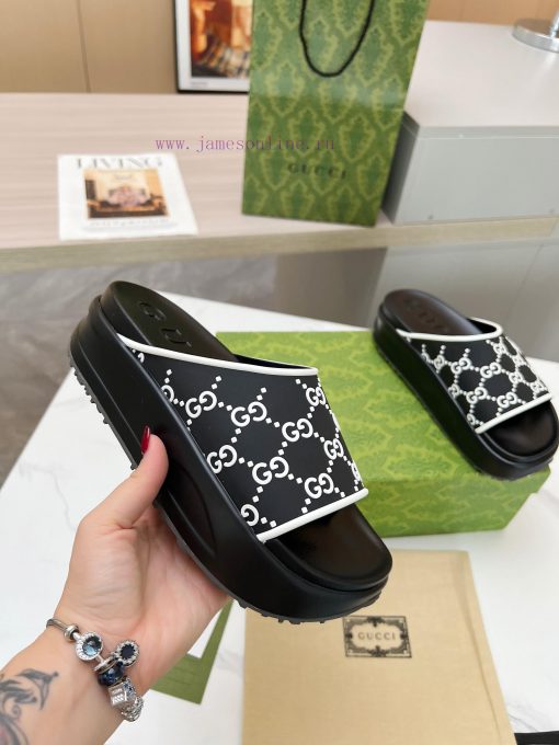 ️GUCCI2024 new limited edition top of the line Gucci ice cream thick soled slippers officialdr172nms - Image 8