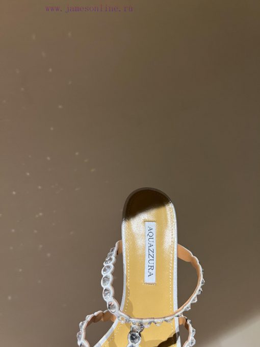 The mostAQUAZURA Big Pineapple Water Diamond Decorative Coarse Heel Sandals2024 Spring/Summewabw06ai - Image 7