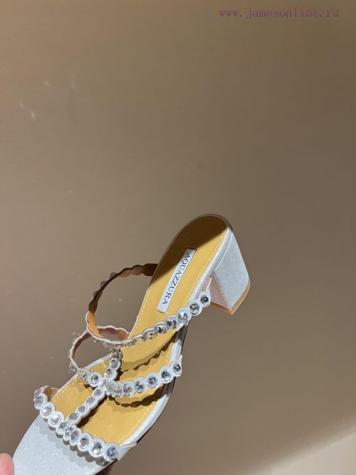 The mostAQUAZURA Big Pineapple Water Diamond Decorative Coarse Heel Sandals2024 Spring/Summewabw06ai - Image 9
