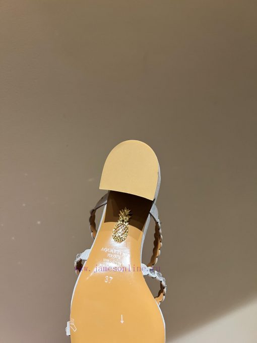 The mostAQUAZURA Big Pineapple Water Diamond Decorative Coarse Heel Sandals2024 Spring/Summewabw06ai - Image 10