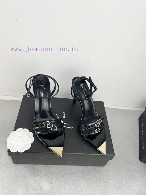 Giuseppe ZanottiSelected black imitation patent leather synthetic fabric with modern light asa5pen2k