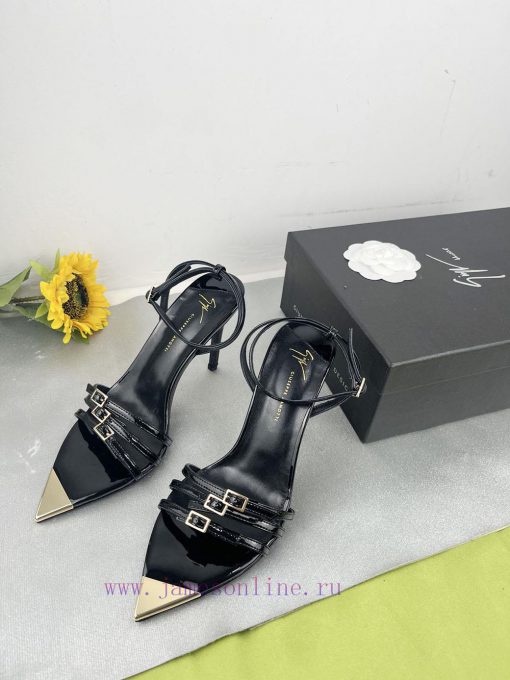 Giuseppe ZanottiSelected black imitation patent leather synthetic fabric with modern light asa5pen2k - Image 4