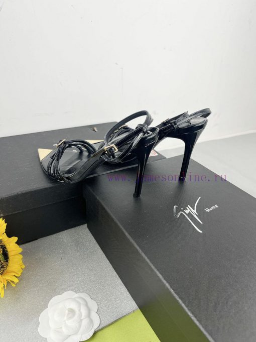 Giuseppe ZanottiSelected black imitation patent leather synthetic fabric with modern light asa5pen2k - Image 7