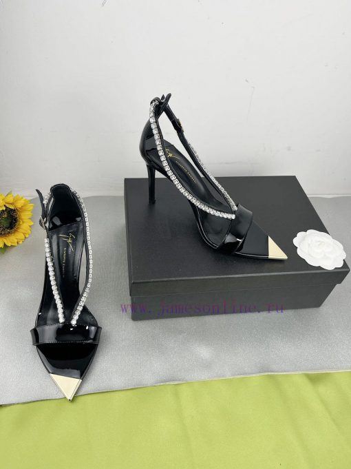 Giuseppe ZanottiSelected black imitation patent leather synthetic fabric with modern light a9higtoef - Image 2