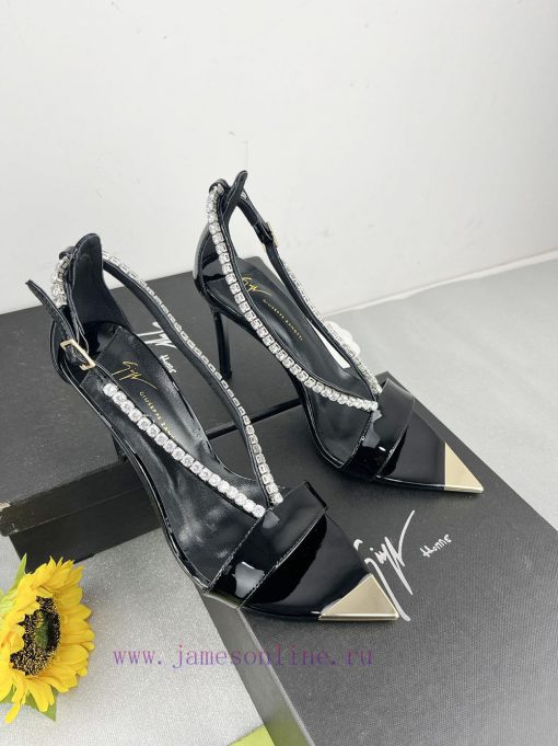 Giuseppe ZanottiSelected black imitation patent leather synthetic fabric with modern light a9higtoef - Image 6