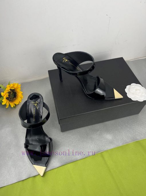 Giuseppe ZanottiSelected black imitation patent leather synthetic fabric with modern light aad2jx487 - Image 3