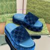 2024 Gucci's latest spring/summer velvet embroidered double GG series thick soled sandals an1cea66hb