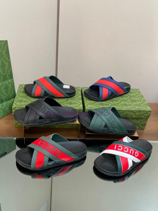 2024 Gucci hot couple sandals, unisex summer sponge shoes, new thick soled cross slippers, jstfm10lf - Image 10