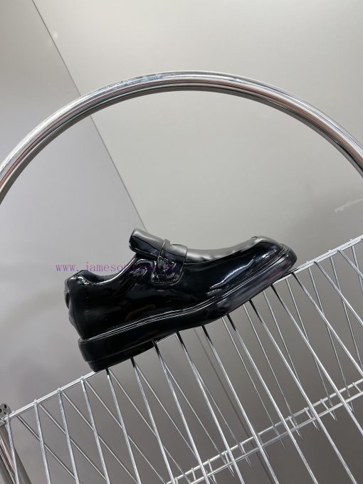Men's 10PRADA Spring Couple Leather Shoes New Release ️Black open edge pearl cowhide and cowrpgwrulb - Image 6
