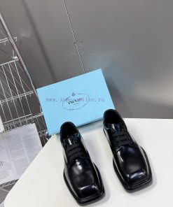 Men's 10PRADA Spring Couple Leather Shoes New Release ️Black open edge pearl cowhide and cowq4dtkja3