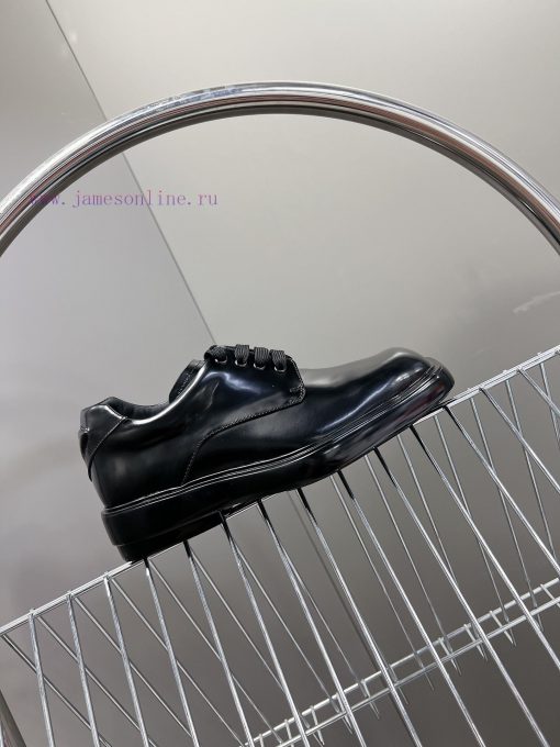 Men's 10PRADA Spring Couple Leather Shoes New Release ️Black open edge pearl cowhide and cowq4dtkja3 - Image 6