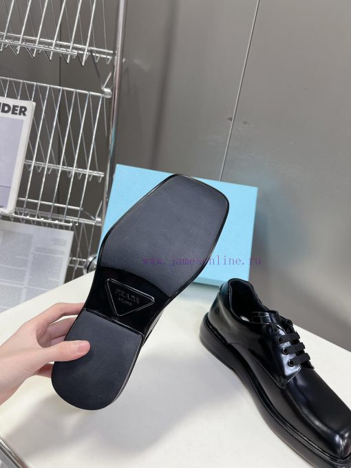 Men's 10PRADA Spring Couple Leather Shoes New Release ️Black open edge pearl cowhide and cowq4dtkja3 - Image 10