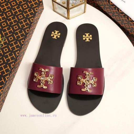 19818-2 Toribechi Flat Dragged Sandals, made of cowhide fabric, available in black, burgundyw7j35h4h - Image 3